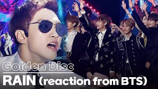 BTSs reaction to Kpop LEGEND quotRAINquot performance💜 at Golden Disc 2017 [upl. by Urson]