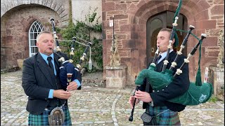 Amazing Grace on bagpipes outside Delgaty Castle in tribute to Her late Majesty Queen Elizabeth II [upl. by Tesler]