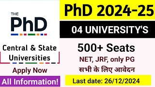 04 New PhD Application 2024 Central amp State University PhD Admission 202425 [upl. by Pani]