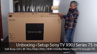 Unboxing  Setup Sony Bravia TV X90J Series 75 InchXR75X90J [upl. by Ibor]