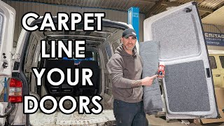 TRANSFORM YOUR DOORS How to carpet line a campervan door [upl. by Mossolb]