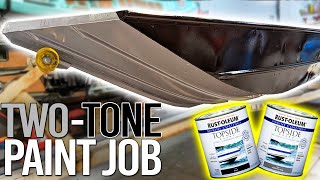 RUSTOLEUM TOPSIDE TWOTONE PAINT JOB  BATTLESHIP GRAY amp GLOSS BLACK  1648 Jon Boat to Bass Boat [upl. by Warenne931]