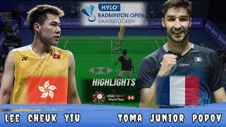 Highlight 🔴 Toma Junior Popov FRA vs HKG Lee Cheuk Yiu Badminton Hylo Open Mens Singles [upl. by Johnsson]