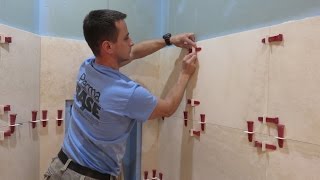 Part quot1quot Travertine Tiles installation on shower walls  step by step  how to with TLOCK™ 🛀🏻 🚿 [upl. by Etheline]