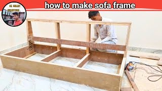 how to make sofa frame ।। L sef me sofa kaise banaye ।। hall Sofa design ।। KKFurniture [upl. by Corvin]