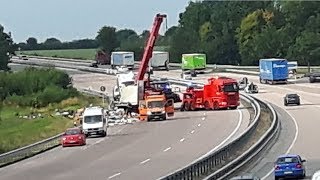 Schwerer LKWUnfall auf der A1  Vollsperrung aufgehoben 30072018 [upl. by Edyaj]