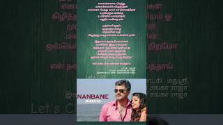 💔En Nanbane Song Lyrics Mankatha song lyrical video என் நண்பனே sad love song ajith hits letschill [upl. by Eardnaed]