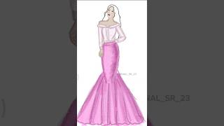 Pink Mermaid skirt with beautiful shirt top✨fashionillustration [upl. by Ayar83]