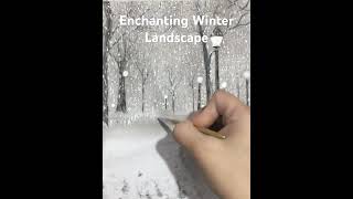 Enchanting Winter Landscape Scenery A Snowy Day using Graphite Charcoal amp Acrylic for Beginners [upl. by Lika663]