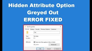 How to Fix Hidden Attribute option greyed out [upl. by Nayrbo]