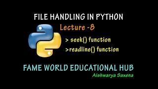 File Handling In Python  Lecture 8  seek function [upl. by Barbee]