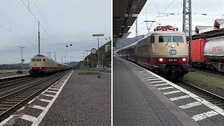 Sonderzug mit RheingoldWagen und E03 in Koblenz [upl. by Yrrac650]