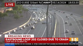 Loop 202 Red Mountain Freeway partially closed in Mesa due to crash [upl. by Princess]