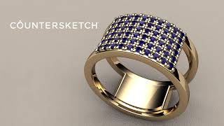 How to design a Pave Ring in CounterSketch  Jewelry CAD Design [upl. by Elboa289]