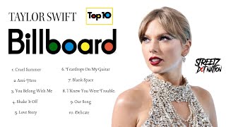 Taylor Swift Top 10 Billboard Greatest Hits Clean Playlist [upl. by Lyrad]