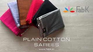 Simple Plain Mercerized Cotton Sarees  Shop on wwwfabkin plainsaree cottonsarees [upl. by Goff514]