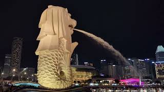 Merlion Marina Bay at night Singapore 2024 [upl. by Hpesojnhoj]