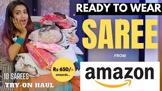 READY TO WEAR SAREE 🥻from Flipkart  1 min draped saree haul  Tryon haul  honest reviews [upl. by Aliakam]