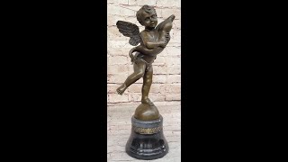 Cherub Angel Putto with a Dolphin Andrea del Verrocchio Bronze Sculpture Figure EP101 [upl. by Azeret]