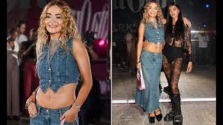 Rita Ora wears cropped denim waistcoat as she launches collection for Primark with racyclad Neelam [upl. by Ainirtak715]