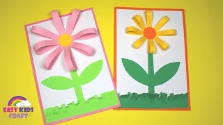 Easy Paper Flower Card  Spring Craft for Kids [upl. by Ahsinom]