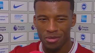 Wijnaldum funny but honest interview Brighton 1 5 Liverpool [upl. by Winograd]