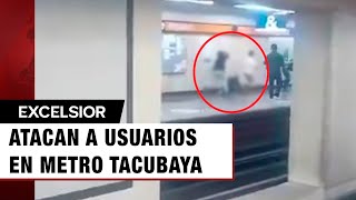 Momento exacto del ataque a usuarios en Metro Tacubaya CDMX [upl. by Ahcsat]