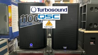 QSC K122 and Turbosound Milan M12 Soundcheck  Behringer XENYX 1202SFX Mixing console proaudio [upl. by Reisfield237]