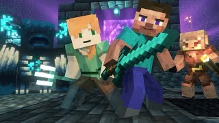 Warden vs Piglins FIGHT  Alex And Steve Life  Minecraft Animation [upl. by Gish]