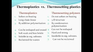 DIFFERENCE BETWEEN THERMOPLASTIC AND THERMOSETTING PLASTIC jhwconcepts711 [upl. by Llerruj]