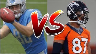 TJ Hockenson Vs Noah Fant The Greatest Rookie Face Off of the Season [upl. by Recnal]