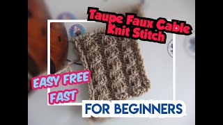 TAUPE FAUX CABLE KNIT STITCH EASY FREE FAST FOR BEGINNERS HAT SCARF VEST TOP JUMPER ANA VANILA ARTS [upl. by Farant]