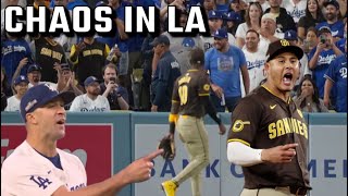 Dodgers Fans THROW Objects At Padres Players And Manny Machado Challenges Pitcher To A Fight [upl. by Swisher]