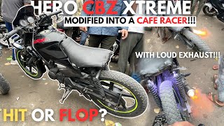 Hero Old CBZ Xtreme Modified Into a Cafe Racer  Loud Exhaust amp BackFire [upl. by Ibbetson]