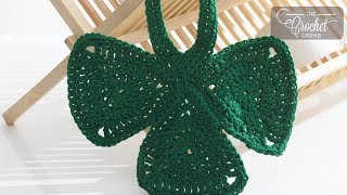 Crochet Shamrock Dishcloth  EASY  The Crochet Crowd [upl. by Etnoval781]