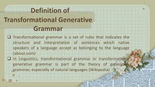 Transformational Generative Grammar [upl. by Cousins75]