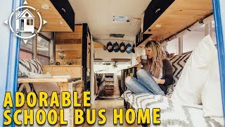 Skoolie Tour Bus Converted into Shabby Chic Home on Wheels [upl. by Emmy]