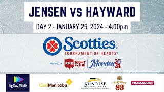 JENSEN vs HAYWARD  2024 Scotties Tournament of Hearts Presented by RME Day 2 [upl. by Schweitzer544]