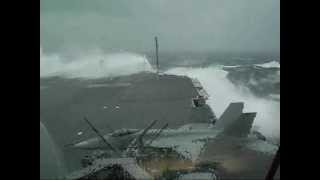 USS Kitty Hawk CV63 slammed by giant wave during typhoon [upl. by Akirdnahs3]