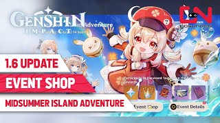 Genshin Impact 16 Update New Event Shop  Midsummer Island Adventure [upl. by Roanne]