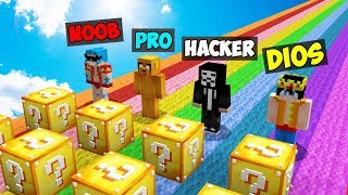 Minecraft NOOB vs PRO vs HACKER vs DIOS 😱 DESAFÍO ÉPICO de LUCKY BLOCKS en Minecraft [upl. by Atimad]