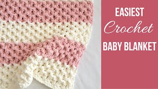 Easiest Crochet Baby Blanket 1 Row Repeat [upl. by Omsare]