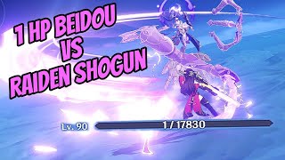 1HP BEIDOU VS RAIDEN SHOGUN NO DAMAGE [upl. by Llennor]