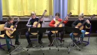 Young guitarquartet play Ballet by Michael Praetorius [upl. by Adelia462]