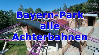 BayernPark Alle Achterbahnen 2024 im Freizeitpark POV Mitfahrt Onride [upl. by Keelby]