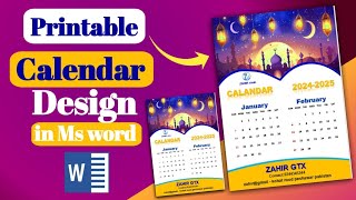 Printable calendar design in Ms word  Ms word calendar design 2024 [upl. by Edwards]