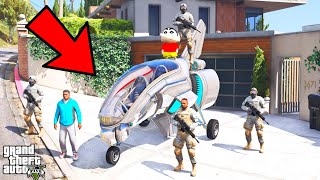 Franklin And Shinchan STEALING Military Strongest Fighter Jet In GTA V [upl. by Lilian987]