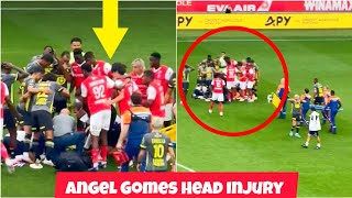 Angel Gomes Head Injury Collided with Amadou Kone  Blessure dAngel Gomes  Reims  Lille OSC [upl. by Cirenoj]