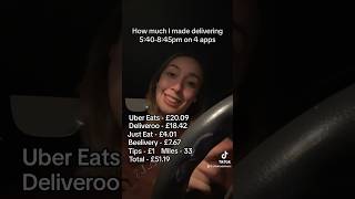 EARNINGS DELIVERING ON 4 APPS ubereats deliveroo justeat beelivery [upl. by Fabiola536]