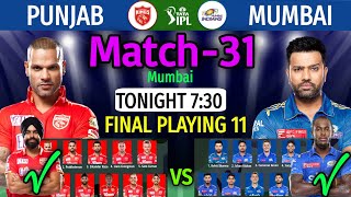 IPL 2023 Match 31  Mumbai vs Punjab Match Playing 11  MI vs PBKS Match Lineup 2023 IPL [upl. by Naol331]